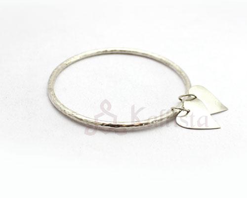 Swaying hearts Silver bangle