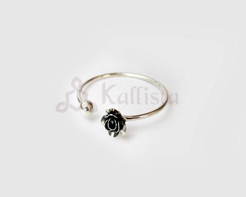 Oxidised Silver Rose Bracelet