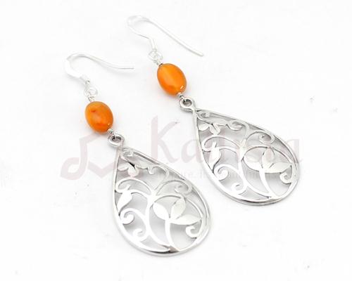 Floral Filgree earrings collection-Carnelian