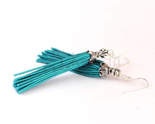 Teal Blue tassel earrings