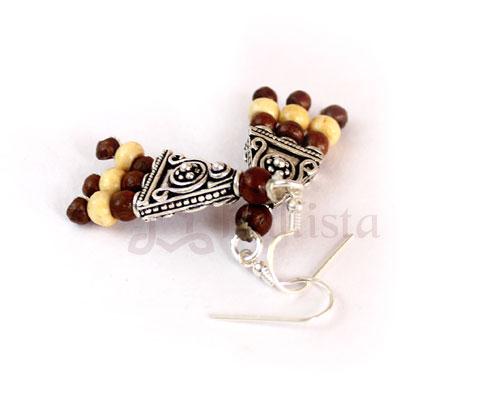 Pagoda Silver & wood earrings