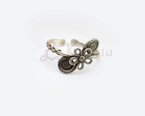 Silver flower cuff