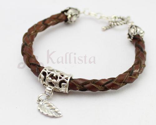 Braided leather & Silver bracelet