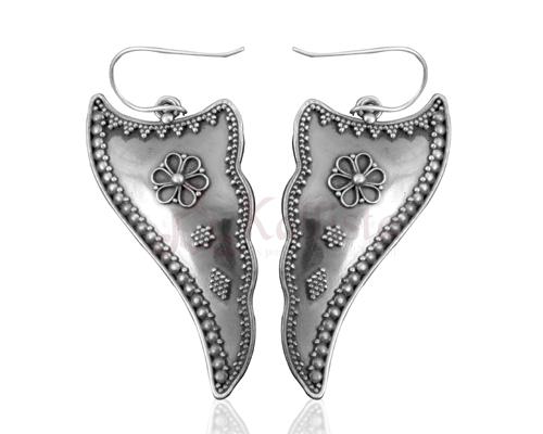 Vintage mosaic flower Silver oxidised earrings