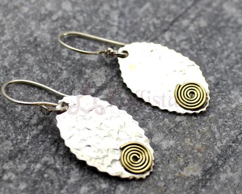 Hammered Silver leaf earrings